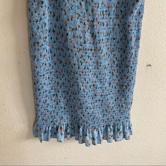 Free People Intimately Free Light Blue Floral Ruched Summer Mini Dress - Picture 3 of 8